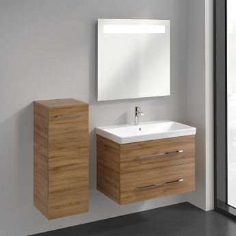 Villeroy & Boch Avento 2-Drawer Vanity Unit with Basin 600mm Wide - Oak Kansas with Chrome Handles