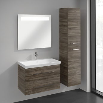 Villeroy & Boch Avento 2-Drawer Vanity Unit with Basin 600mm Wide - Stone Oak with Chrome Handles | Product Image