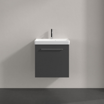 Villeroy & Boch Avento Wall Hung Vanity Unit LH with Basin 550mm Wide - Graphite with Chrome Handle