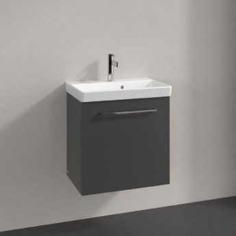 Villeroy & Boch Avento Wall Hung Vanity Unit LH with Basin 550mm Wide - Graphite with Chrome Handle