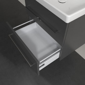 Villeroy & Boch Avento 2-Drawer Vanity Unit with Basin 600mm Wide - Graphite with Chrome Handles