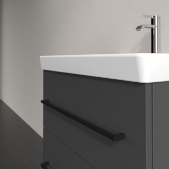 Villeroy & Boch Avento 2-Drawer Vanity Unit with Basin 600mm Wide - Graphite with Black Handles | Product Image