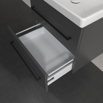 Villeroy & Boch Avento 2-Drawer Vanity Unit with Basin 600mm Wide - Graphite with Black Handles | Product Image