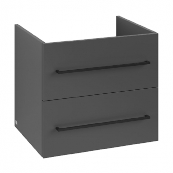 Villeroy & Boch Avento 2-Drawer Vanity Unit with Basin 600mm Wide - Graphite with Black Handles | Product Image