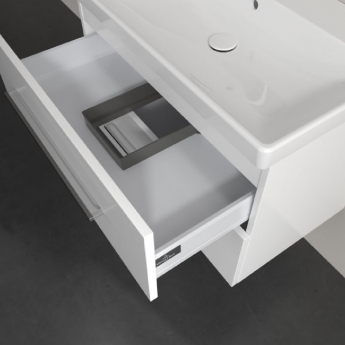 Villeroy & Boch Avento 2-Drawer Vanity Unit with Basin 800mm Wide - Brilliant White with Chrome Handles | Product Image