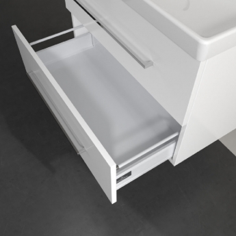 Villeroy & Boch Avento 2-Drawer Vanity Unit with Basin 800mm Wide - Brilliant White with Chrome Handles | Product Image