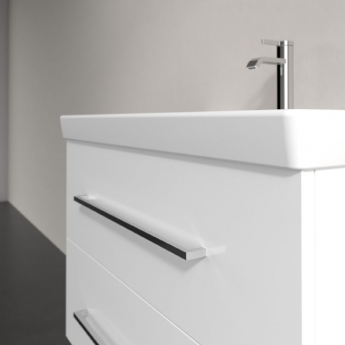 Villeroy & Boch Avento 2-Drawer Vanity Unit with Basin 800mm Wide - Brilliant White with Chrome Handles | Product Image