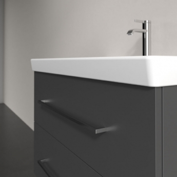 Villeroy & Boch Avento 2-Drawer Vanity Unit with Basin 800mm Wide - Graphite with Chrome Handles | Product Image