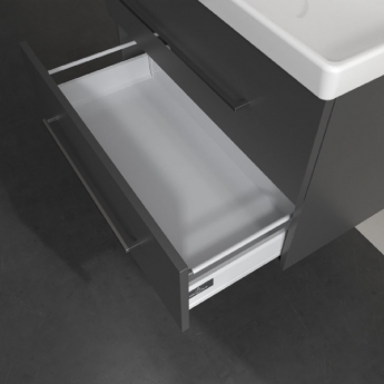 Villeroy & Boch Avento 2-Drawer Vanity Unit with Basin 800mm Wide - Graphite with Chrome Handles | Product Image