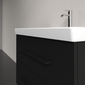 Villeroy & Boch Avento 2-Drawer Vanity Unit with Basin 800mm Wide - Volcano Black with Black Handles | Product Image