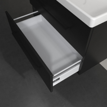 Villeroy & Boch Avento 2-Drawer Vanity Unit with Basin 800mm Wide - Volcano Black with Black Handles | Product Image