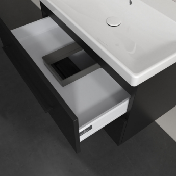Villeroy & Boch Avento 2-Drawer Vanity Unit with Basin 800mm Wide - Volcano Black with Black Handles | Product Image