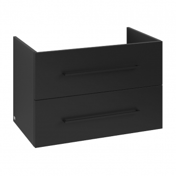 Villeroy & Boch Avento 2-Drawer Vanity Unit with Basin 800mm Wide - Volcano Black with Black Handles | Product Image