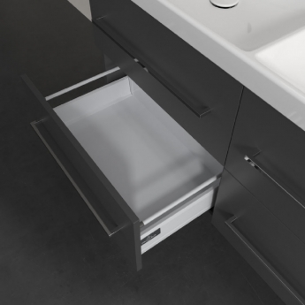 Villeroy & Boch Avento 4-Drawer Double Vanity Unit with Basin 1200mm Wide - Graphite with Chrome Handles | Product Image