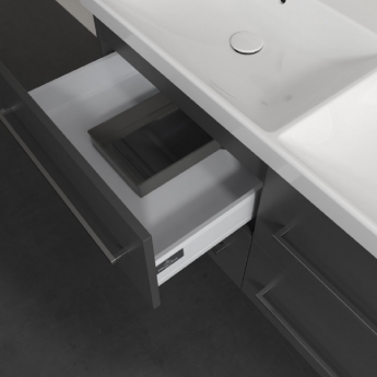 Villeroy & Boch Avento 4-Drawer Double Vanity Unit with Basin 1200mm Wide - Graphite with Chrome Handles | Product Image