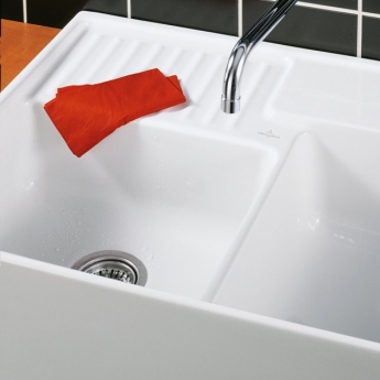 Villeroy & Boch Butler 90 1.75 Bowl Ceramic Kitchen Sink 895mm L x 630mm W - White Alpin