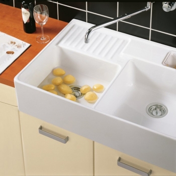Villeroy & Boch Butler 90 1.75 Bowl Ceramic Kitchen Sink 895mm L x 630mm W - White Alpin