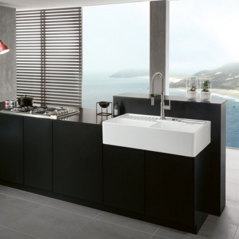 Villeroy & Boch Butler 90 1.75 Bowl Ceramic Kitchen Sink 895mm L x 630mm W - White Alpin