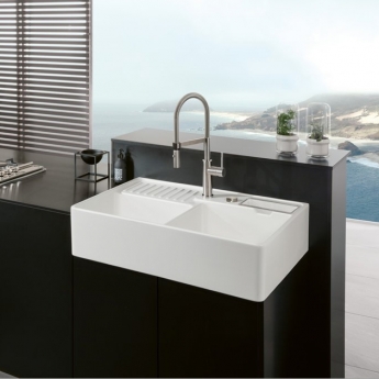 Villeroy & Boch Butler 90 1.75 Bowl Ceramic Kitchen Sink 895mm L x 630mm W - White Alpin