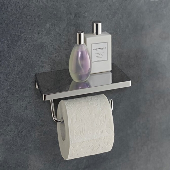 Villeroy & Boch Elements Striking Toilet Roll Holder with Shelf - Chrome