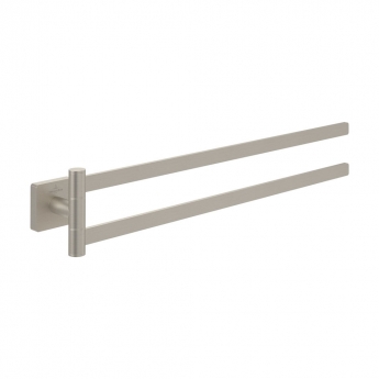 Villeroy & Boch Elements Striking Towel Holder with Double Arm - Brushed Nickel Matt | Product Image