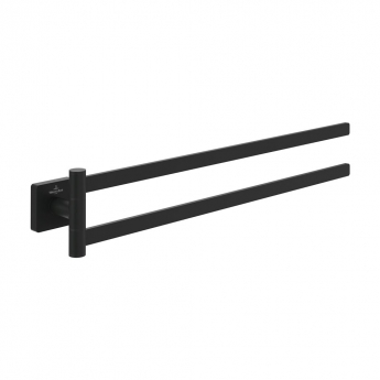 Villeroy & Boch Elements Striking Towel Holder with Double Arm - Matt Black | Product Image