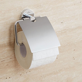 Villeroy & Boch Elements Tender Toilet Roll Holder with Cover - Chrome