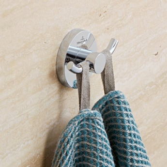 V&B Elements Tender Toilet Roll Holder, Towel Ring and Double Hook - Chrome