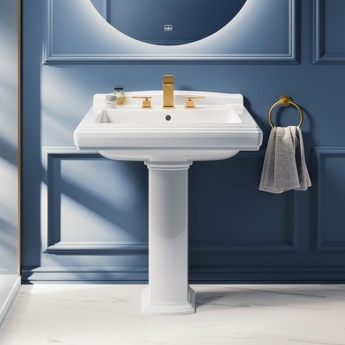 V&B Elements Tender Toilet Roll Holder, Towel Ring and Double Robe Hook - Brushed Gold