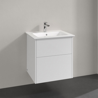 Villeroy & Boch Finero Wall Hung 2-Drawer Vanity Unit 550mm Wide - Glossy White