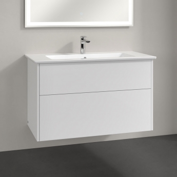 Villeroy & Boch Finero Wall Hung 2-Drawer Vanity Unit 950mm Wide - Glossy White