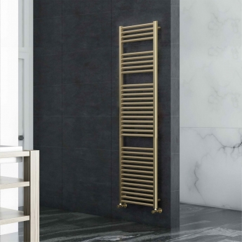 Vogue Focus Metallics Straight Heated Ladder Towel Rail 1800mm H x 500mm W - Brushed Brass | Product Image