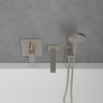 Villeroy & Boch Architectura Rectangular Concealed Shower Valve with Diverter Single Handle - Brushed Nickel Matt | Product Image