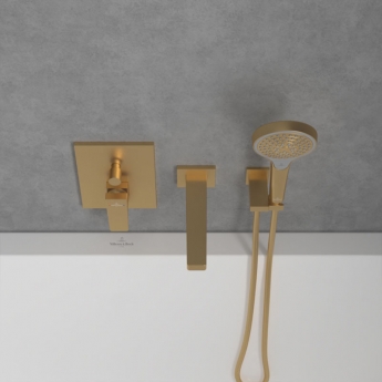 Villeroy & Boch Architectura Rectangular Concealed Shower Valve with Diverter Single Handle - Brushed Gold | Product Image