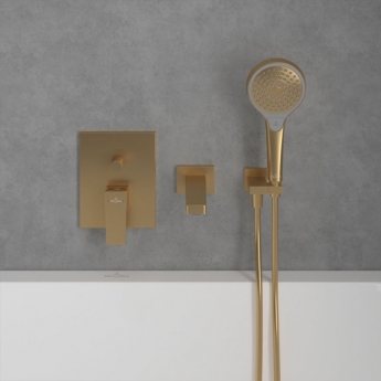 Villeroy & Boch Architectura Rectangular Concealed Shower Valve with Diverter Single Handle - Brushed Gold | Product Image