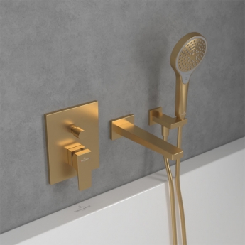 Villeroy & Boch Architectura Rectangular Concealed Shower Valve with Diverter Single Handle - Brushed Gold | Product Image