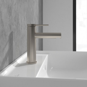 Villeroy & Boch Loop & Friends Basin Mixer Tap with Pop-Up Waste - Brushed Nickel Matt