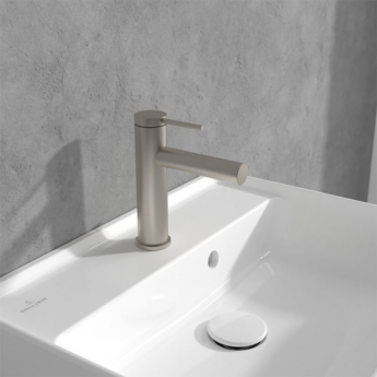 Villeroy & Boch Loop & Friends Basin Mixer Tap with Pop-Up Waste - Brushed Nickel Matt