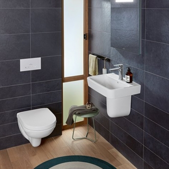 Villeroy & Boch O.novo Basin and Semi Pedestal 450mm Wide - 1 Tap Hole