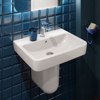 Villeroy & Boch O.novo Basin and Semi Pedestal 500mm Wide - 1 Tap Hole