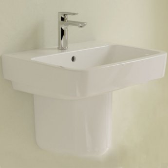 Villeroy & Boch O.novo Basin and Semi Pedestal 550mm Wide - 1 Tap Hole
