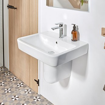 Villeroy & Boch O.novo Basin and Semi Pedestal 550mm Wide - 1 Tap Hole