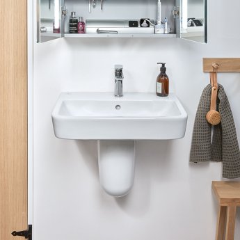 Villeroy & Boch O.novo Basin and Semi Pedestal 550mm Wide - 1 Tap Hole