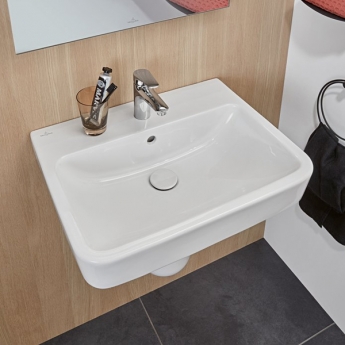 Villeroy & Boch O.novo Basin and Semi Pedestal 600mm Wide - 1 Tap Hole