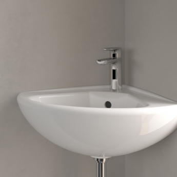 Villeroy & Boch O.novo Compact Corner Wall Hung Basin 415mm x 415mm - 1 Tap Hole