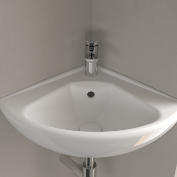 Villeroy & Boch O.novo Compact Corner Wall Hung Basin 415mm x 415mm - 1 Tap Hole