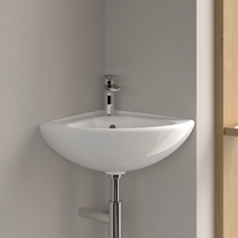 Villeroy & Boch O.novo Compact Corner Wall Hung Basin 415mm x 415mm - 1 Tap Hole