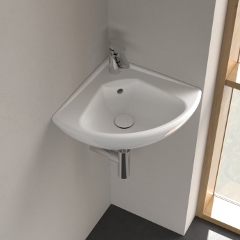 Villeroy & Boch O.novo Compact Corner Wall Hung Basin 415mm x 415mm - 1 Tap Hole
