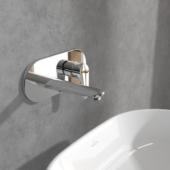 Villeroy & Boch O.novo Start Wall Mounted Basin Mixer Tap with Push-Open Slotted Waste - Chrome
