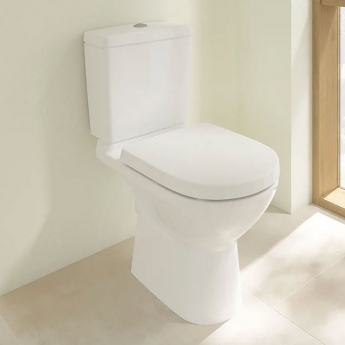 Villeroy & Boch O.novo Open Back Close Coupled Toilet with Push Button Cistern - Soft Close Seat